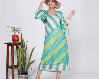 Ensemble de tenue maxi robe bohème hippie INDIENNE, haut à nouer à manches cloche de Style années 70 + robe de fée papillon, Costume libre esprit des années 70