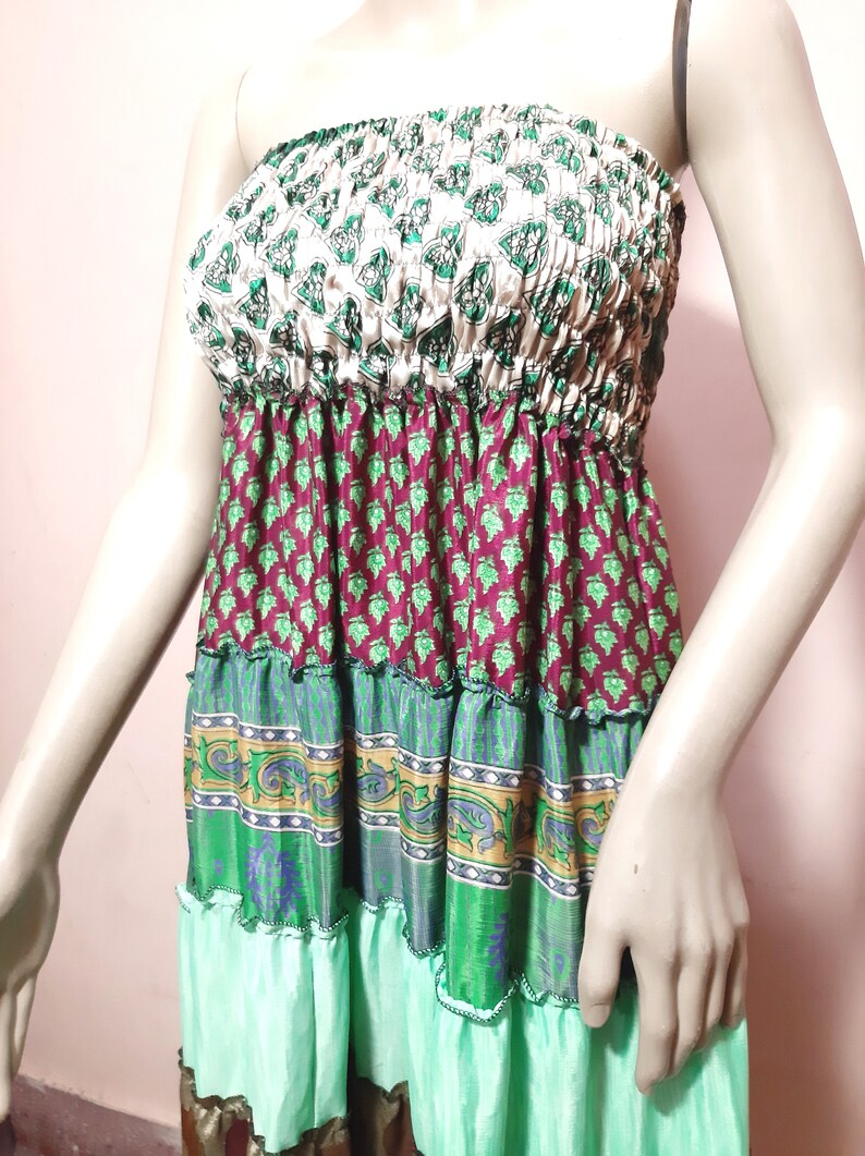 Indian Vintage Silk Long Skirt Women Wrap Bohemian Skirt Gypsy Hippie Boho Double Layer Upcycle Wrap Skirt