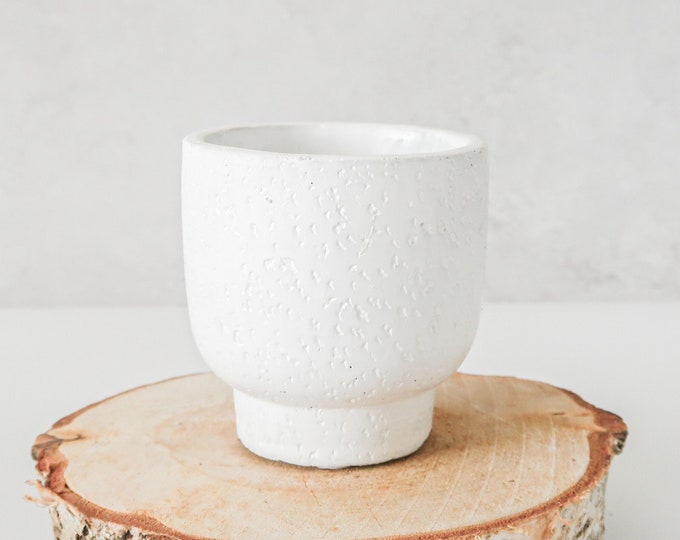 Mini White Ceramic Pot 6cm Plant Pot, Textured White Pot, White