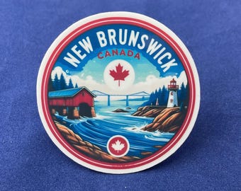 New Brunswick, Canada, Stickers, Weatherproof Sticker,  Travel Journal, Suitcase Sticker, Luggage Stickers, Die Cut Stickers, 2