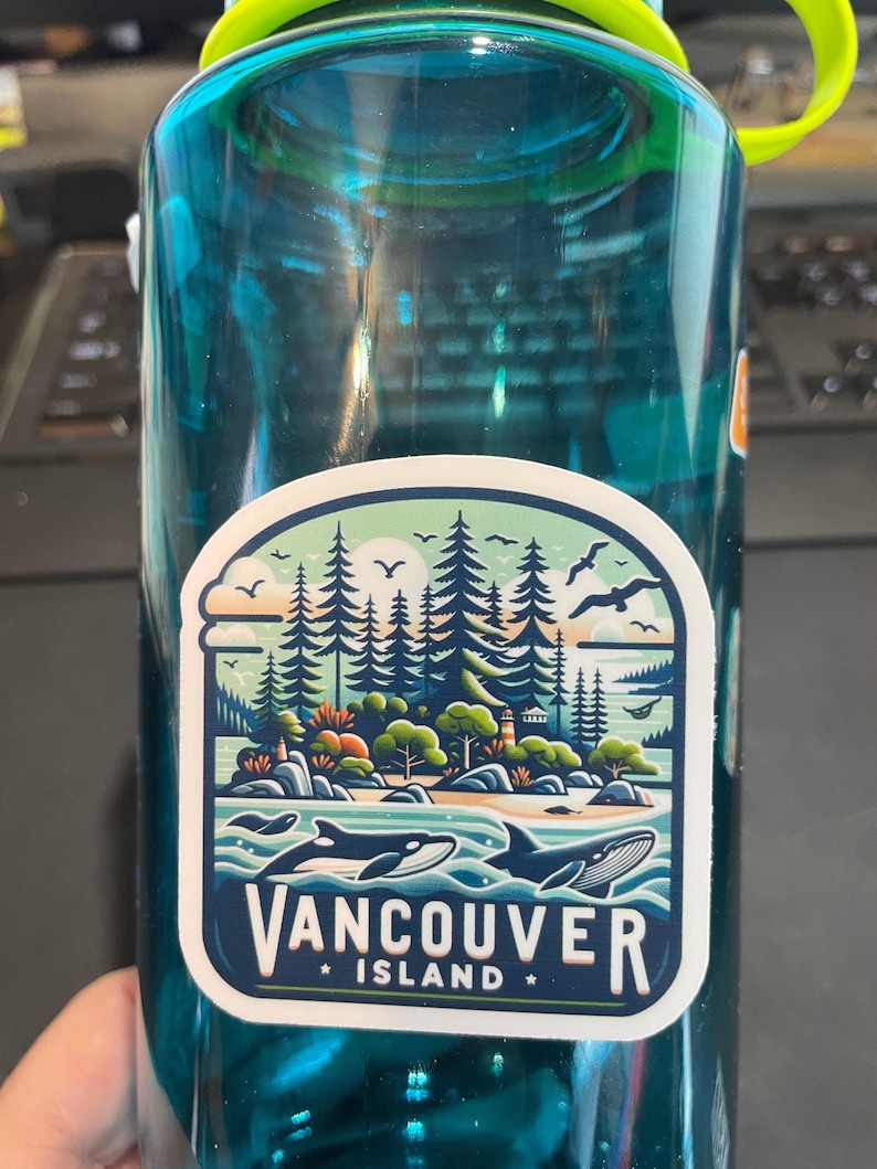 Vancouver Island-klistermärke, resor i nordvästra USA, väderbeständig vinyl bild 3