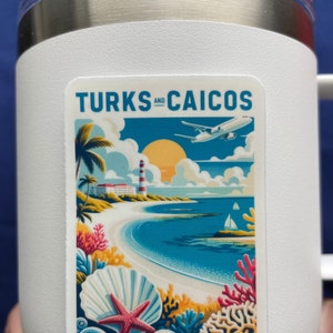 Turks et Caicos | Voyages aux îles Turks et Caicos | Caraïbes | Sticker imperméable | de voyage vintage | Sticker Turks et Caicos 2