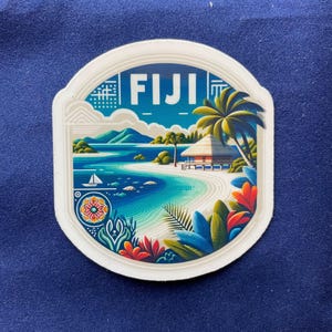 Fidschi, Aufkleber, Reisejournal, Wetterfester Aufkleber, Bordkarte, Kofferaufkleber, Gepäckaufkleber, Die Cut Aufkleber, 2