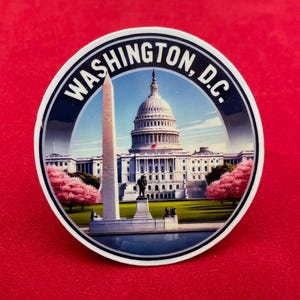 Washington, DC, Stickers, Sticker résistant aux intempéries, carnet de voyage, Sticker valise, Stickers bagage, Stickers découpés, 2