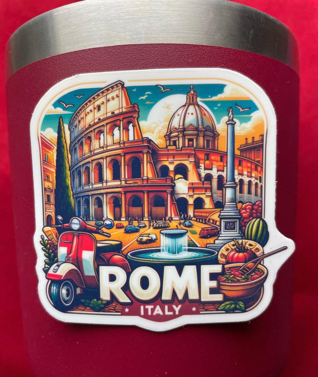 Colosseum Rome Sticker Rome Travel Sticker | Colosseum, Trevi Fountain, Italian Pasta ...