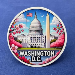 Washington, DC, Stickers, Sticker résistant aux intempéries, carnet de voyage, Sticker valise, Stickers bagage, Stickers découpés, 1