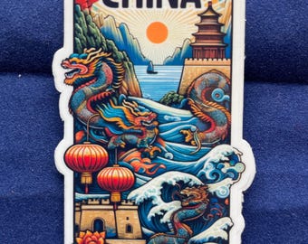 China Travel Sticker | Great Wall, Pandas & Lanterns