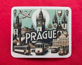 Prague, Stickers, Weatherproof Sticker, Travel Journal, Suitcase Sticker, Luggage Stickers, Die Cut Stickers, 1