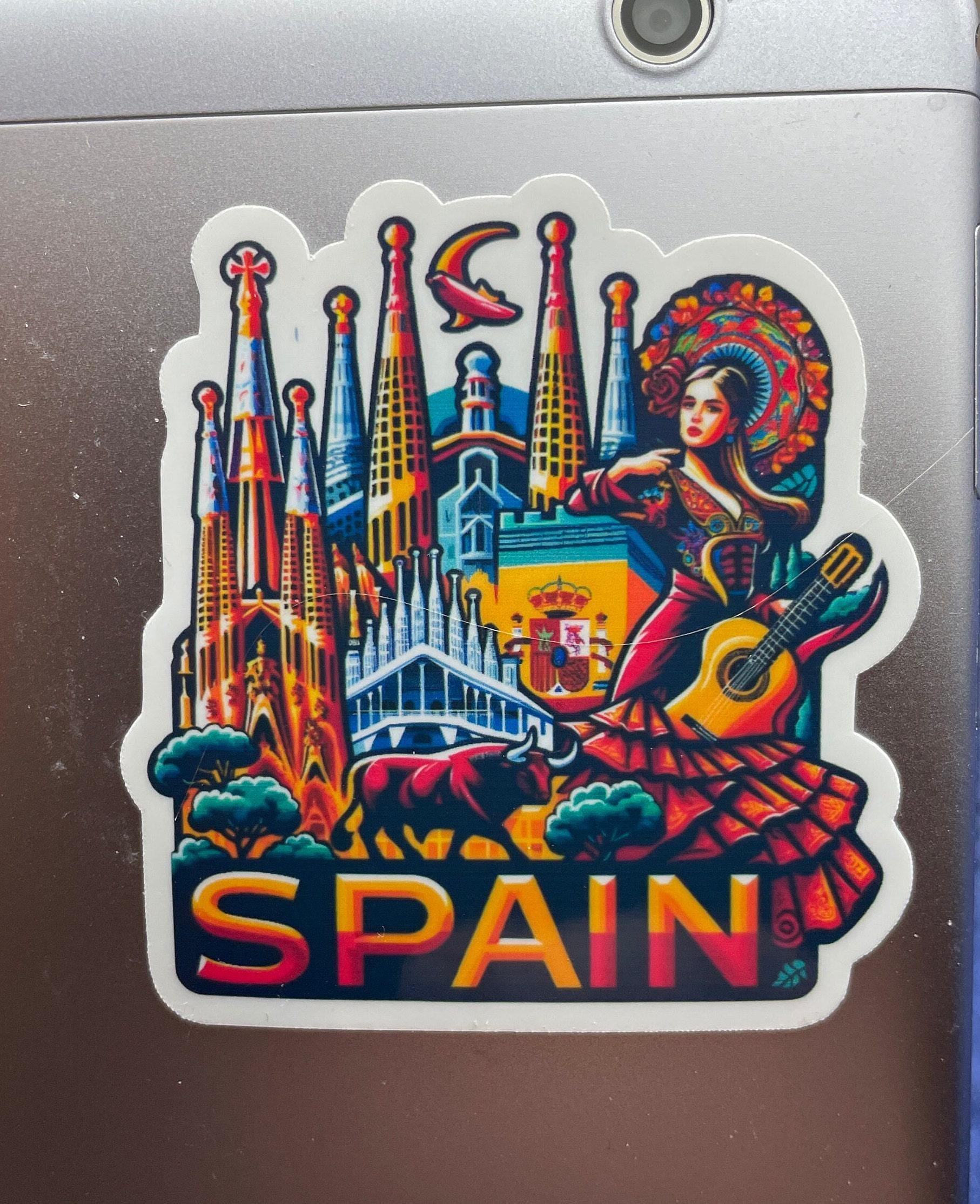 Spain Travel Sticker, Flamenco Dancer, Bull, Landmark, Weatherproof ...