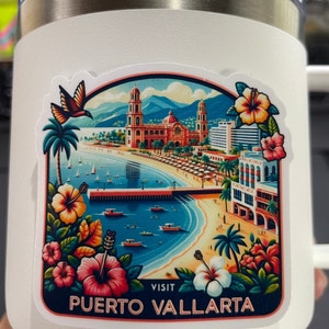 Puerto Vallarta, Mexique, Autocollants, Autocollant résistant aux intempéries, Carnet de voyage, Autocollant pour valise, Autocollants pour bagages, Autocollants découpés, 3