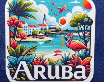 Aruba | Aruba Travel | Caribbean  | Waterproof sticker | Vintage Travel Sticker | Suitcase Sticker | Aruba  Decal 1