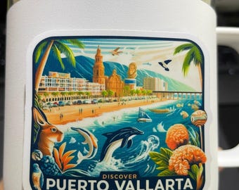 Puerto Vallarta, Mexico, Stickers, Weatherproof Sticker,  Travel Journal, Suitcase Sticker, Luggage Stickers, Die Cut Stickers, 2