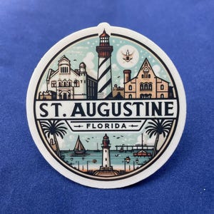 St. Augustine, Florida, Stickers, Weatherproof Sticker,  Travel Journal, Suitcase Sticker, Luggage Stickers, Die Cut Stickers, 1