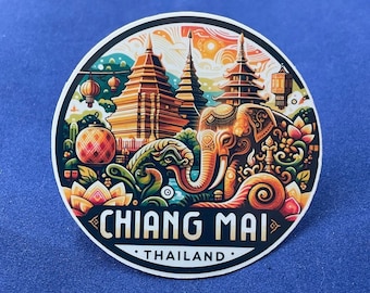 Chiang Mai, Thailand, Stickers, Weatherproof Sticker, Travel Journal, Suitcase Sticker, Luggage Stickers, Die Cut Stickers, 2