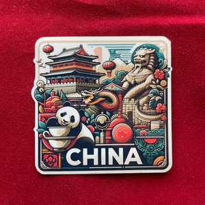 Chine, Autocollants, Carnet de voyage, Autocollant résistant aux intempéries, Carte d'embarquement, Autocollant pour valise, Autocollants pour bagages, Autocollants découpés, 3