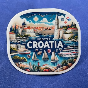 Chorwacja, Naklejki, Naklejka odporna na warunki atmosferyczne, Dziennik podróży, Naklejka na walizkę, Naklejki na bagaż, Naklejki wycinane, 1