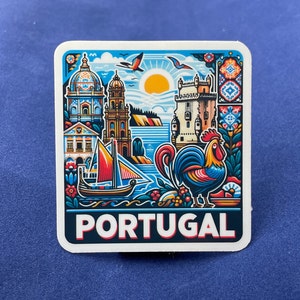 Portugal, Autocollants, Autocollant résistant aux intempéries, Carnet de voyage, Autocollant pour valise, Autocollants pour bagages, Autocollants découpés, 3