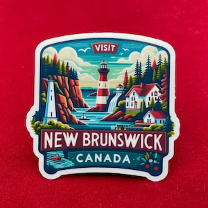 Nouveau-Brunswick, Canada, Autocollants, Autocollant résistant aux intempéries, Carnet de voyage, Autocollant de valise, Autocollants de bagage, Autocollants découpés, 1