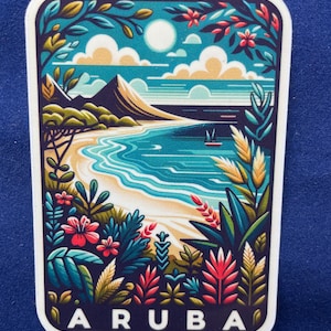 Aruba | Aruba Travel | Caribbean  | Waterproof sticker | Vintage Travel Sticker | Suitcase Sticker | Aruba  Decal 2
