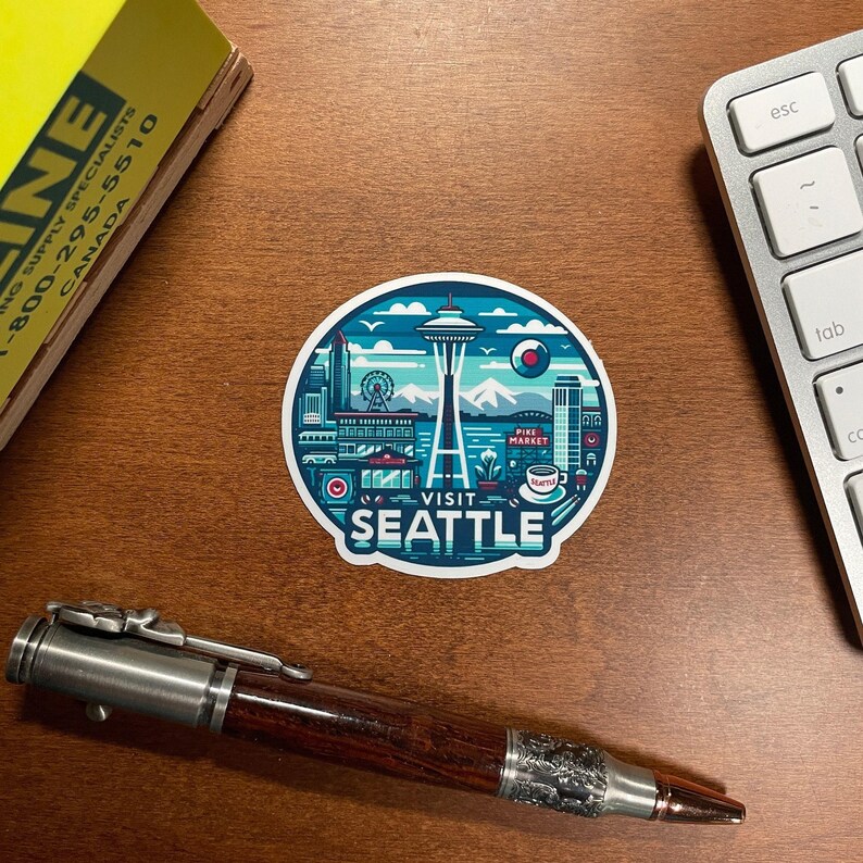 Seattle, Stickers, Weatherproof Sticker, Travel Journal, Suitcase ...