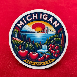 Michigan, Stickers résistant aux intempéries, carnet de voyage, Sticker pour valise, Stickers bagages, Stickers découpés, 2