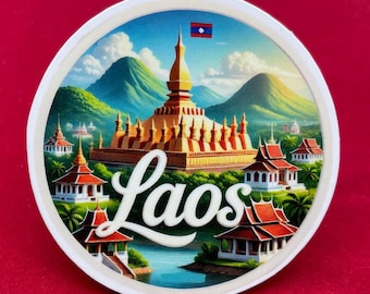 Laos Travel Sticker: Travel journal, Laos Landmark Vinyl Decal 2