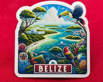 Belize, Stickers, Weatherproof Sticker,  Travel Journal, Suitcase Sticker, Luggage Stickers, Die Cut Stickers, 3