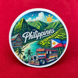 Philippines, Autocollants, Autocollant résistant aux intempéries, Carnet de voyage, Autocollant pour valise, Autocollants pour bagages, Autocollants découpés, 1