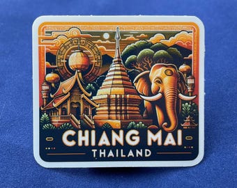 Chiang Mai, Thailand, Stickers, Weatherproof Sticker, Travel Journal, Suitcase Sticker, Luggage Stickers, Die Cut Stickers, 1
