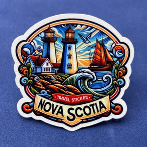 Nouvelle-Écosse, Canada, Autocollants, Autocollant résistant aux intempéries, Carnet de voyage, Autocollant pour valise, Autocollants pour bagages, Autocollants découpés, 1