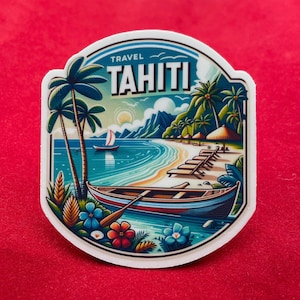 Tahiti, Naklejki, Naklejka odporna na warunki atmosferyczne, Dziennik podróży, Naklejka na walizkę, Naklejki na bagaż, Naklejki wycinane, 1