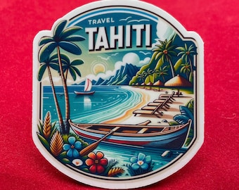 Tahiti, Stickers, Weatherproof Sticker, Travel Journal, Suitcase Sticker, Luggage Stickers, Die Cut Stickers, 1