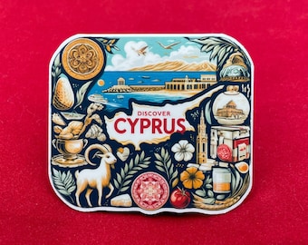 Cyprus, Stickers, Weatherproof Sticker,  Travel Journal, Suitcase Sticker, Luggage Stickers, Die Cut Stickers, 1