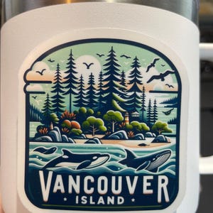 Vancouver Island-klistermärke, resor i nordvästra USA, väderbeständig vinyl bild 2