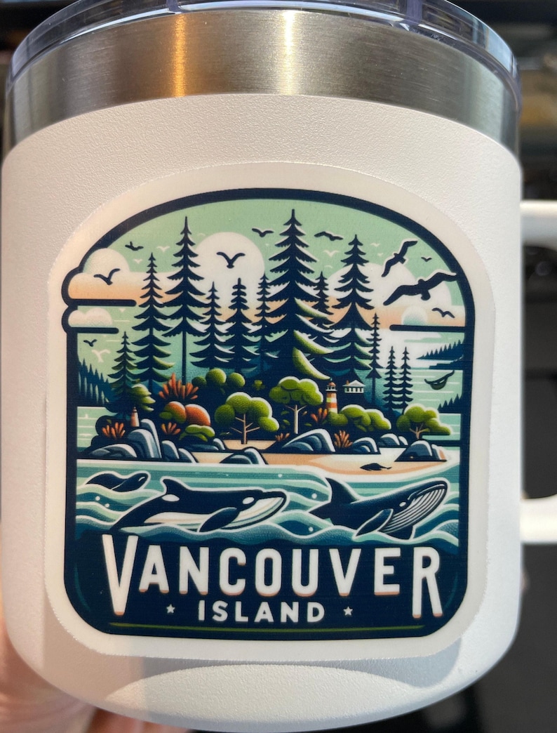 Vancouver Island-klistermärke, resor i nordvästra USA, väderbeständig vinyl bild 2
