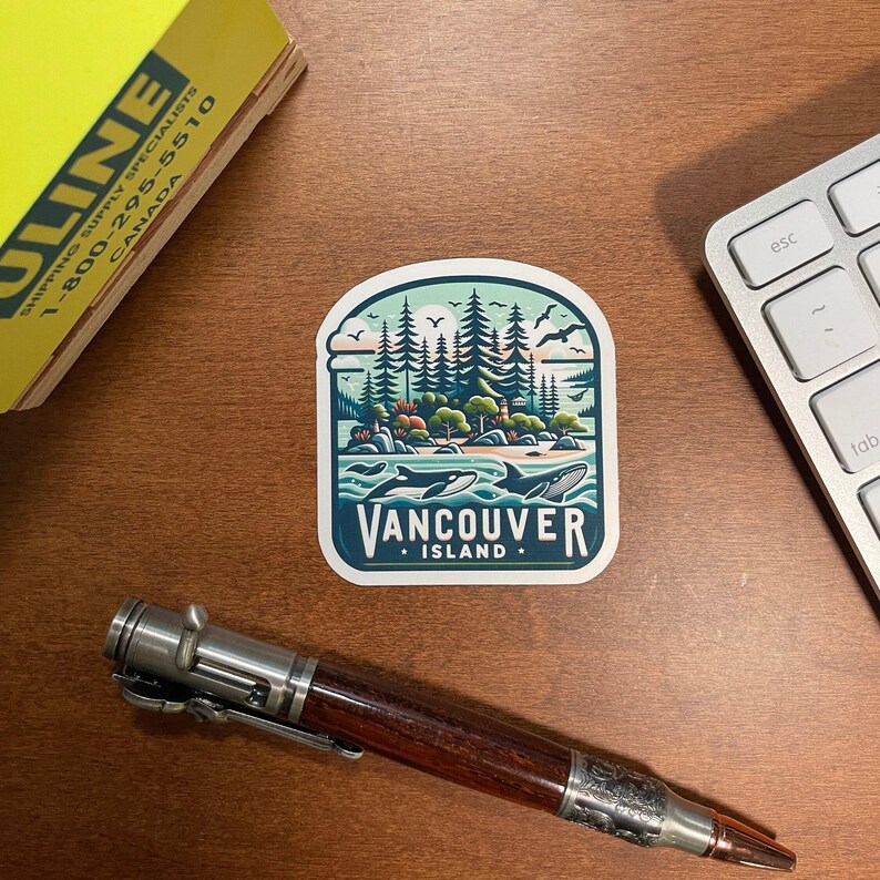 Vancouver Island-klistermärke, resor i nordvästra USA, väderbeständig vinyl bild 6