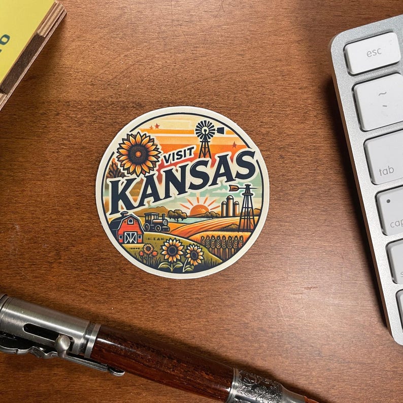 Kansas Stickers Kansas, Stickers, Weatherproof Sticker, Travel Journal, Suitcase ...
