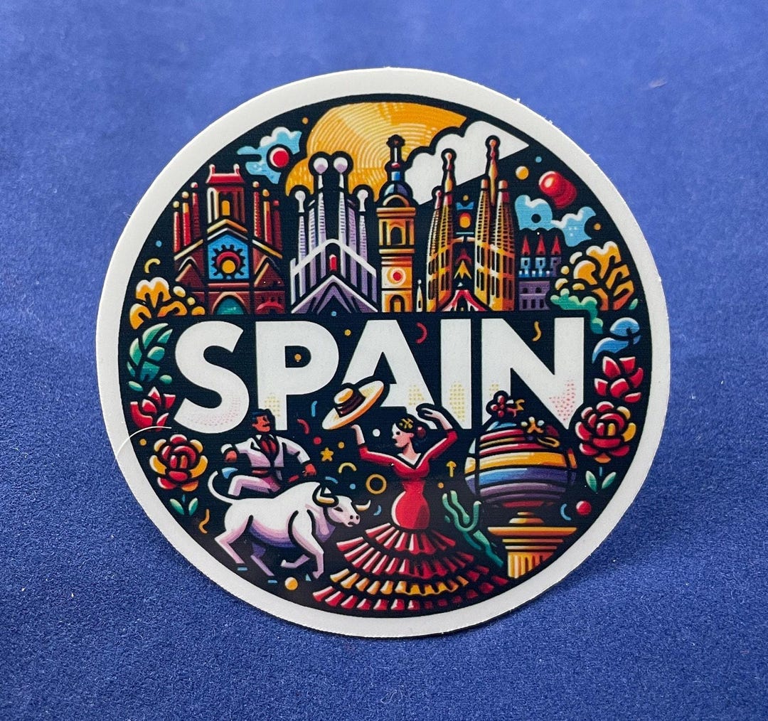 Spain Stickers Printable Spain, Stickers, Weatherproof Sticker, Travel Journal, Suitcase Sticker ...