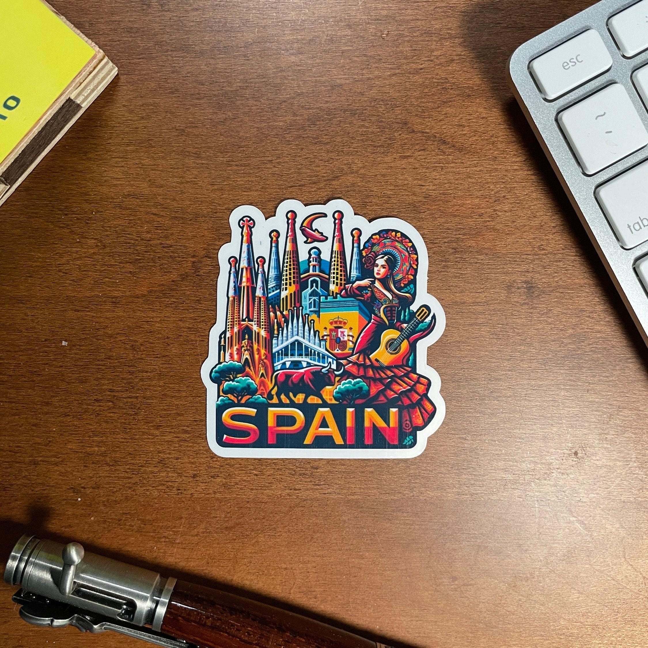 Spain Instruments Sticker Spain Travel Sticker, Flamenco Dancer, Bull, Landmark, Weatherproof ...