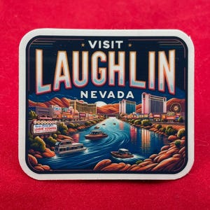 Laughlin, Nevada, Stickers, Weatherproof Sticker,  Travel Journal, Suitcase Sticker, Luggage Stickers, Die Cut Stickers, 1