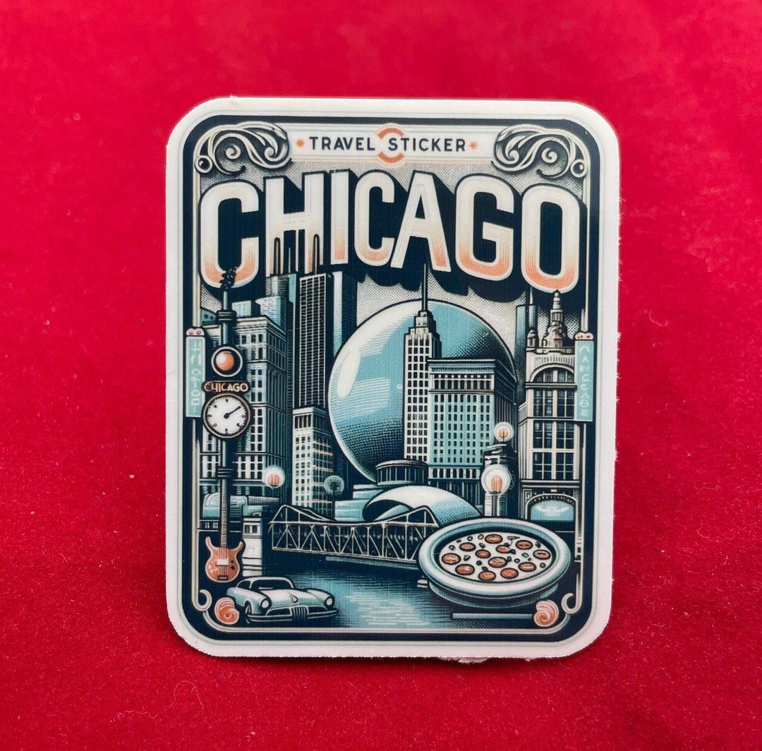 Chicago Travel Sticker, City Skyline, Weatherproof Vinyl - Etsy