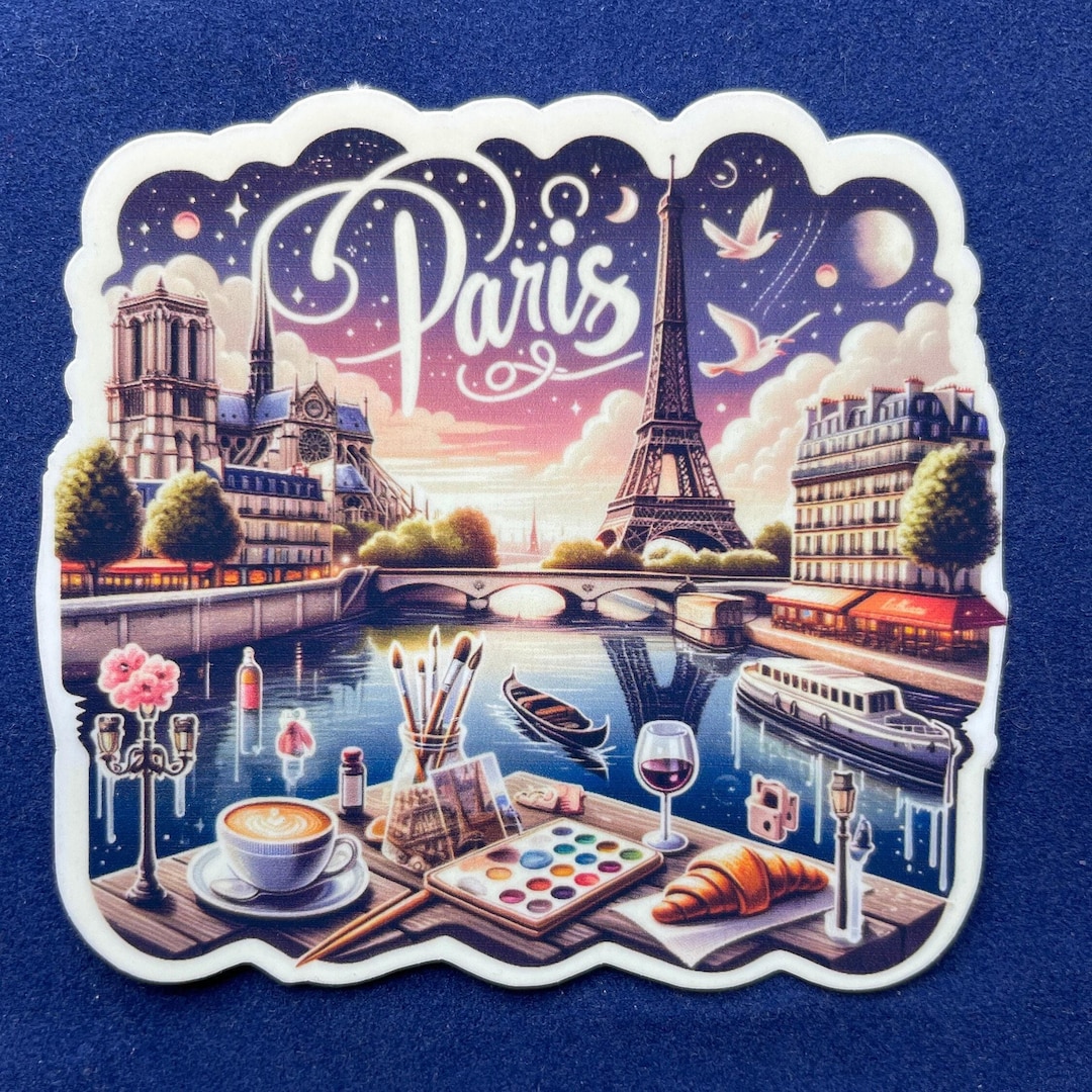 Paris Sticker Set Paris Travel Sticker | Eiffel Tower, Cafe Scene, Waterproof Decal - Etsy