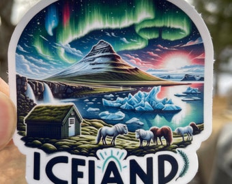 Iceland | Iceland Travel | Travel Decal | Waterproof sticker |  Iceland Travel Sticker | Northern Lights