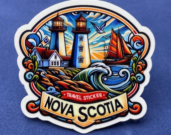 Nova Scotia, Canada, Stickers, Weatherproof Sticker,  Travel Journal, Suitcase Sticker, Luggage Stickers, Die Cut Stickers, 1