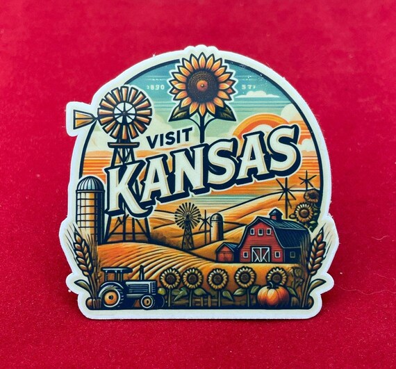 Kansas Weather Sticker Laptop Sticker Kansas Vintage Style Travel Decal - Vinyl Sticker ...