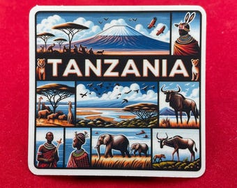 Tanzania, Stickers, Weatherproof Sticker, Travel Journal, Suitcase Sticker, Luggage Stickers, Die Cut Stickers, 1