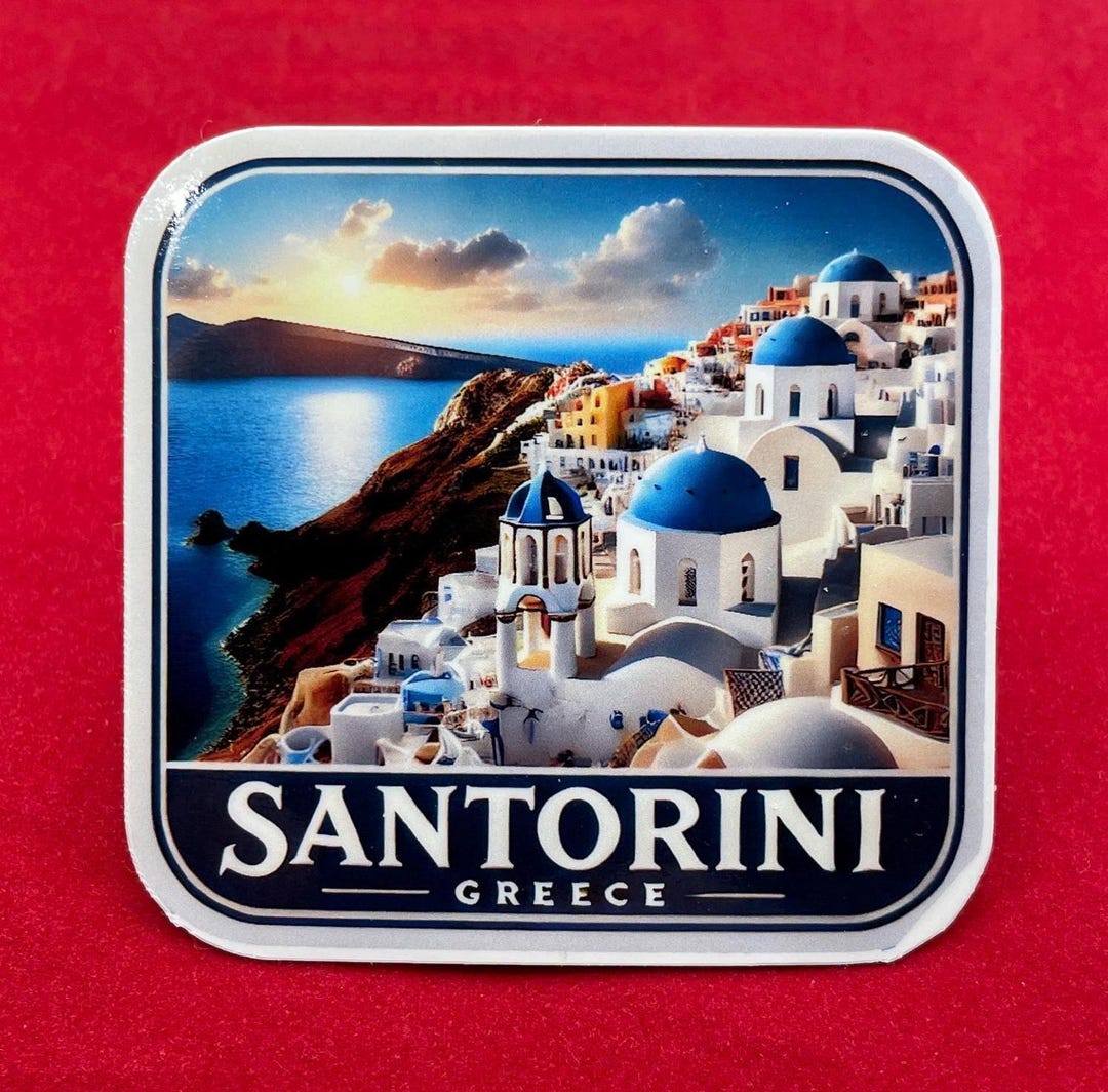 Santorini, Greece, Stickers, Weatherproof Sticker, Travel Journal ...