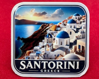 Santorini, Grecia, Adesivi, Adesivi resistenti alle intemperie, Diario di viaggio, Adesivi per valigie, Adesivi per bagagli, Adesivi fustellati, 2