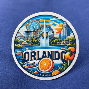 Orlando, Floride, Stickers, Sticker résistant aux intempéries, carnet de voyage, Sticker valise, Stickers bagages, Stickers découpés, 1