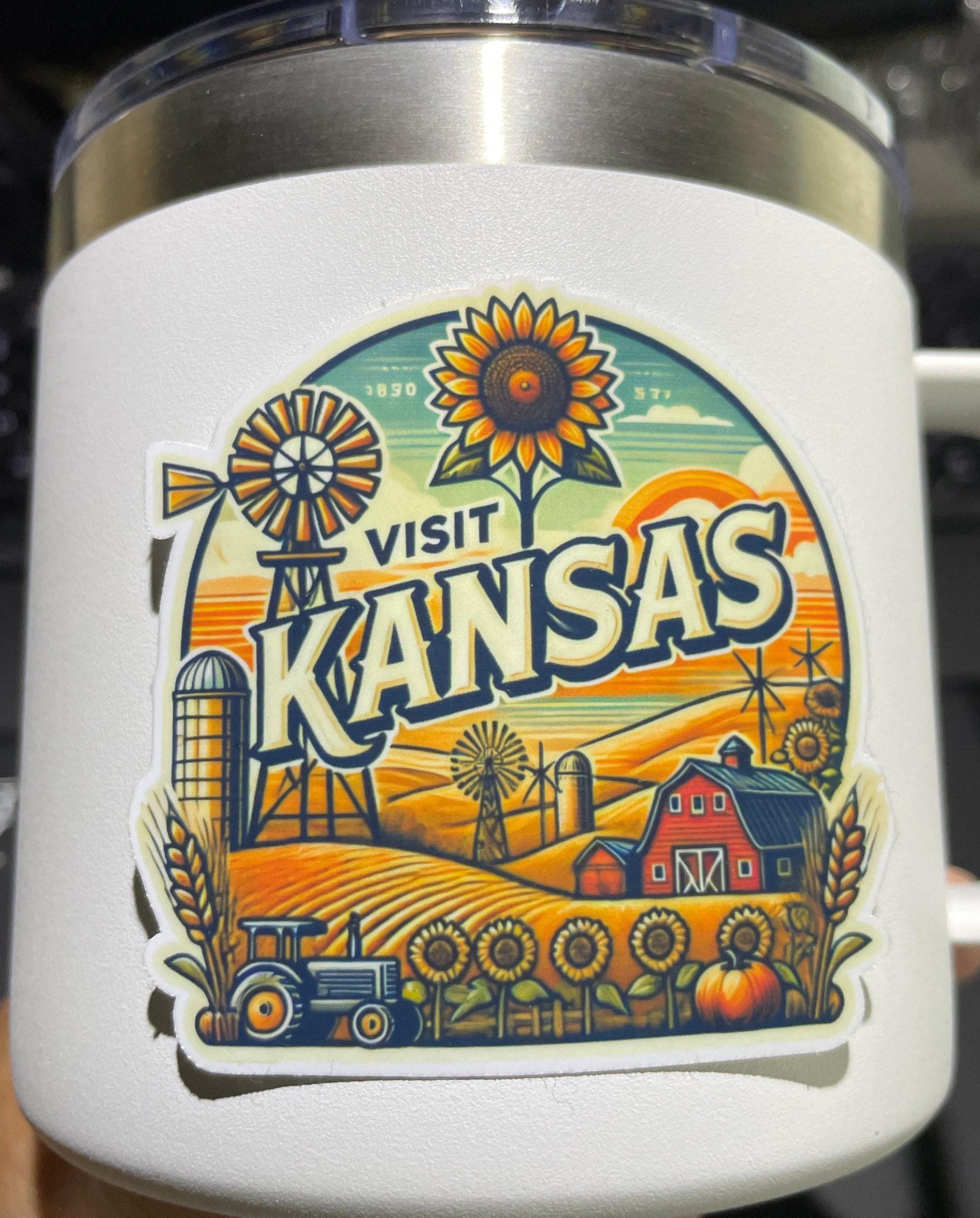 Kansas Stickers Kansas, Stickers, Weatherproof Sticker, Travel Journal, Suitcase ...